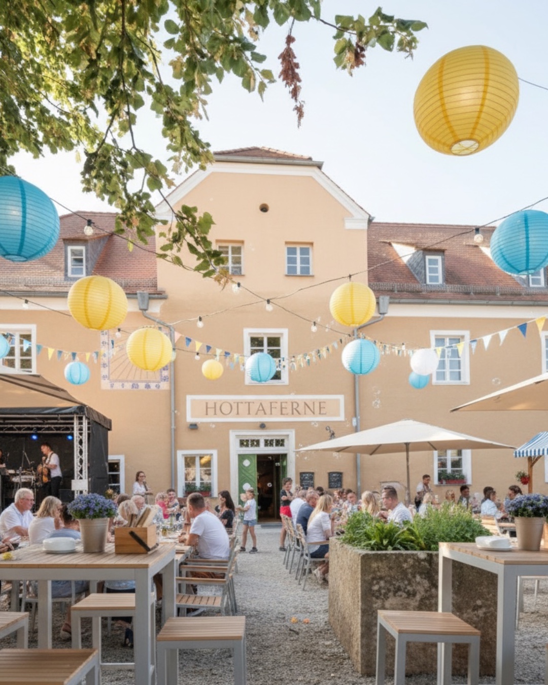 KI-Optimiertes Gastronomie Foto Nachher: Sommerfest
